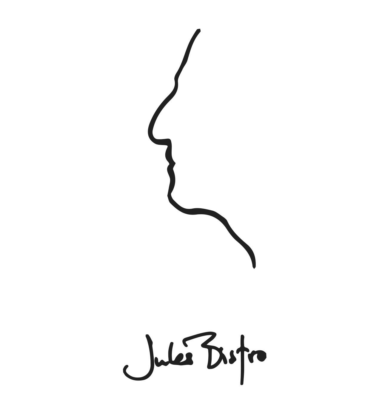 A drawing of a person 's face with one line drawn on it.